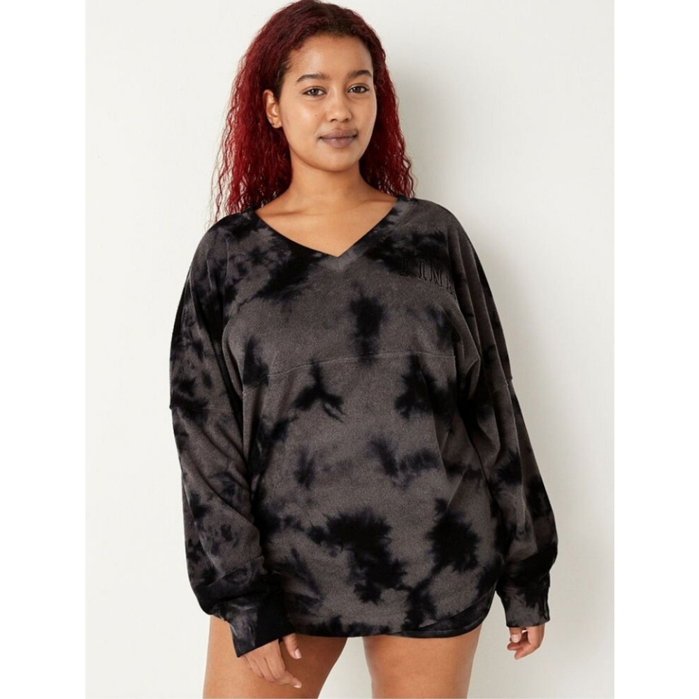 PINK Victoria's Secret Black Tie-Dye Top
